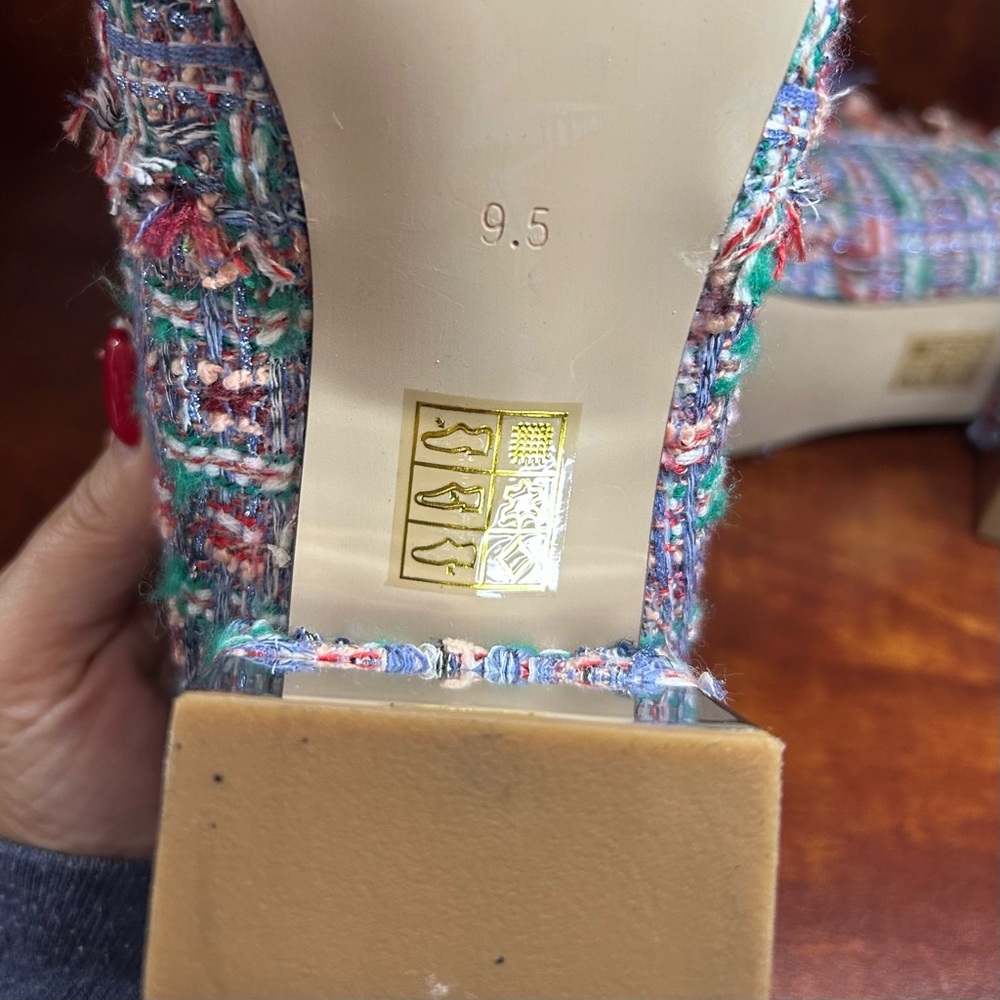 Jeffrey Campbell Multicolor Bridgerton Tweed Heels with Bow 9.5 - Picture 11 of 12